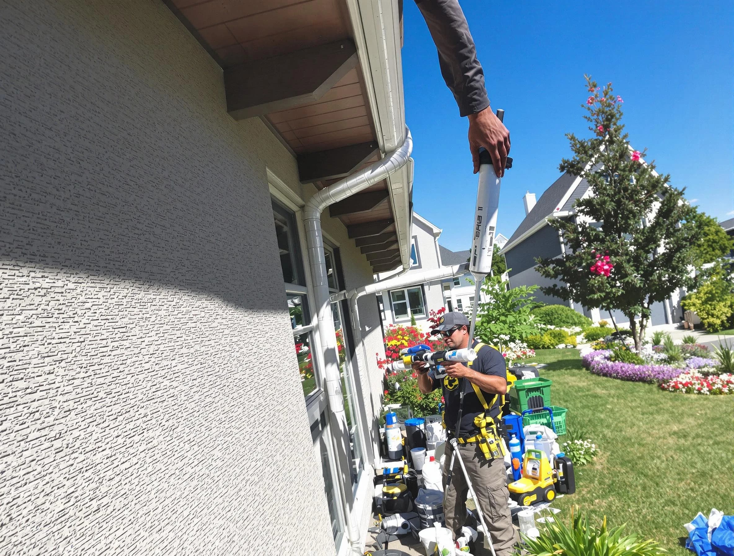 Reinforced downspout bracket installed by Twinsburg Roofing Company in Twinsburg, OH