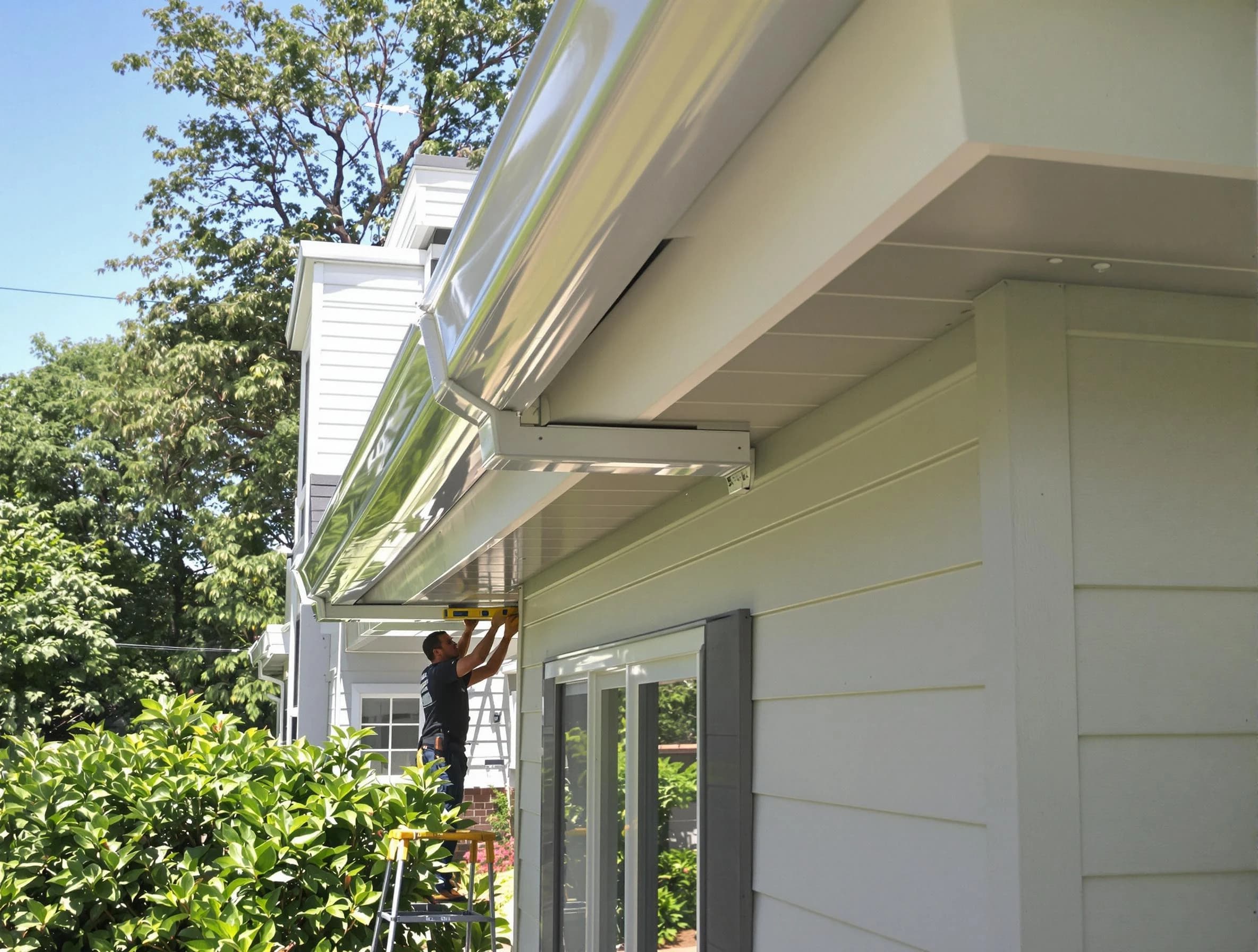 Properly aligned gutter system installed by Twinsburg Roofing Company in Twinsburg, OH