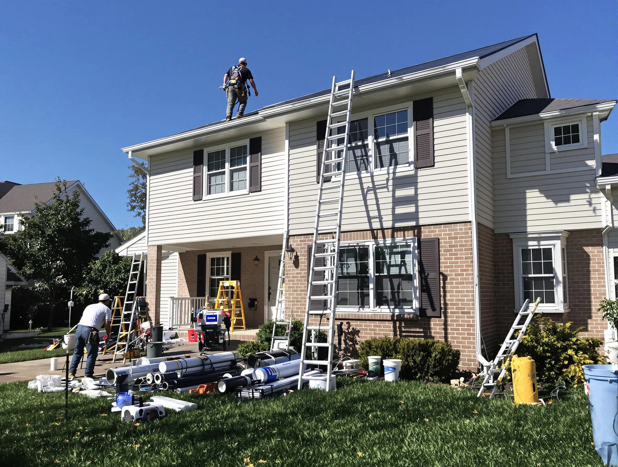 Twinsburg Roofing Company completing a gutter replacement in Twinsburg, OH