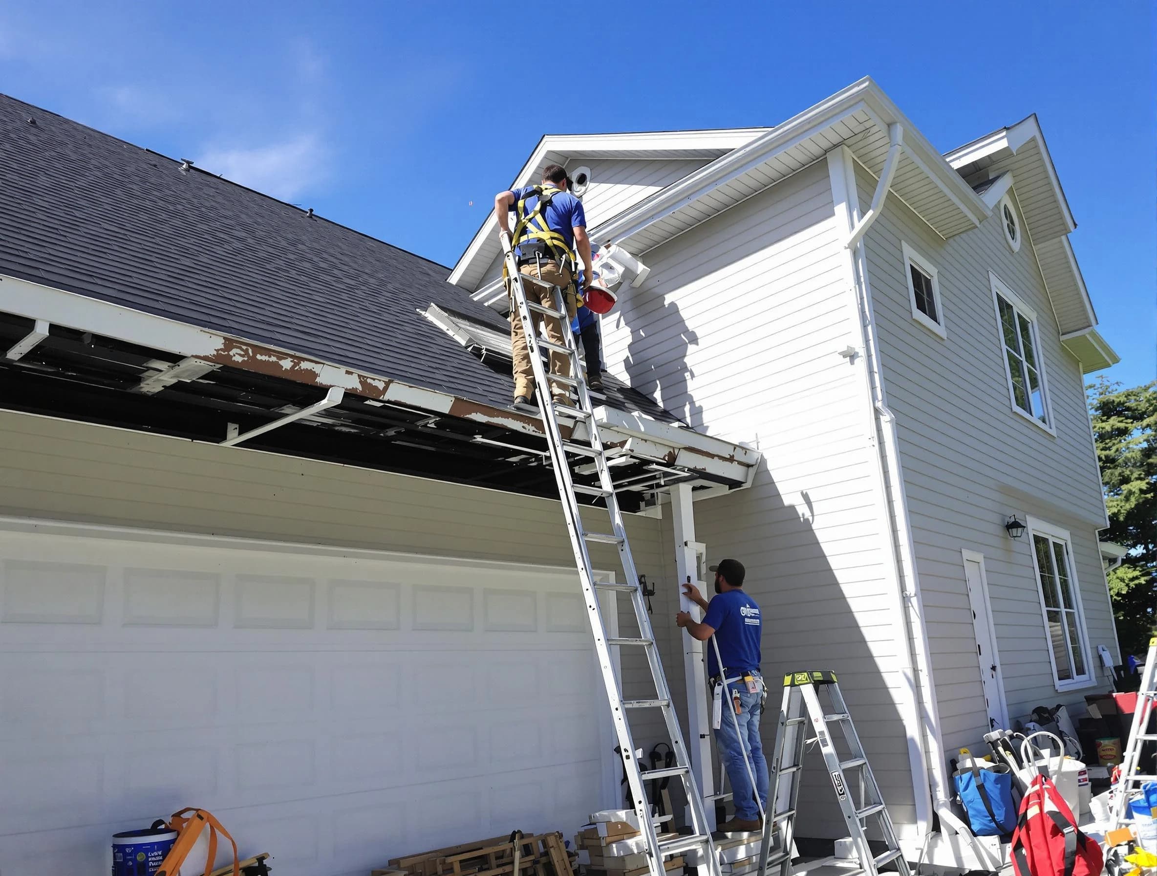 Newly replaced gutters by Twinsburg Roofing Company in Twinsburg, OH