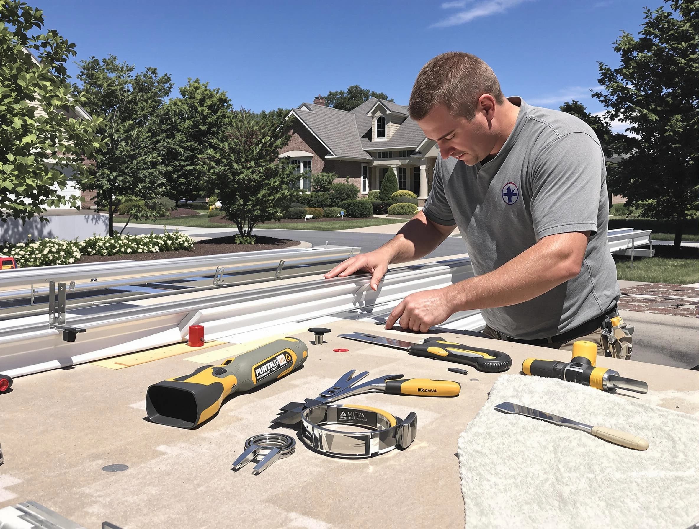 Freshly installed seamless gutter by Twinsburg Roofing Company in Twinsburg, OH